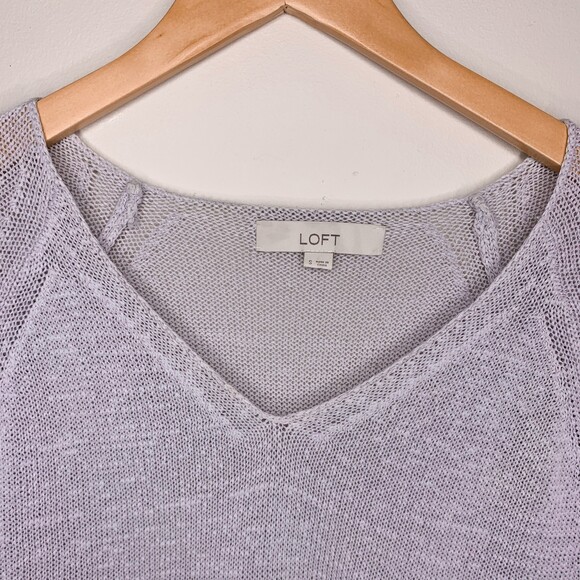 LOFT cotton blend pullover v neck sweater gray size small - Picture 5 of 9